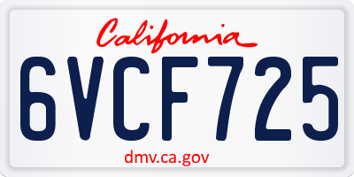 CA license plate 6VCF725