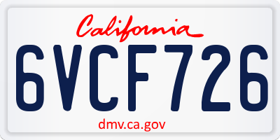 CA license plate 6VCF726