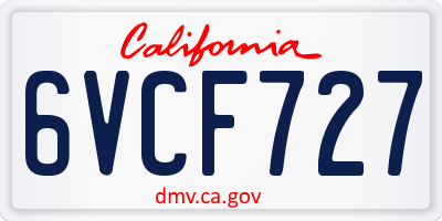 CA license plate 6VCF727