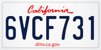 CA license plate 6VCF731