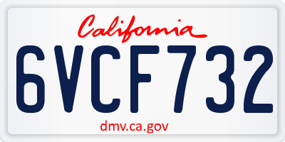 CA license plate 6VCF732