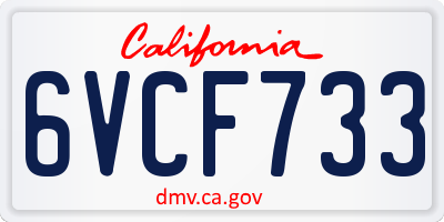 CA license plate 6VCF733