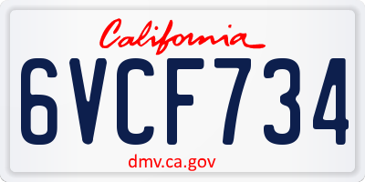 CA license plate 6VCF734