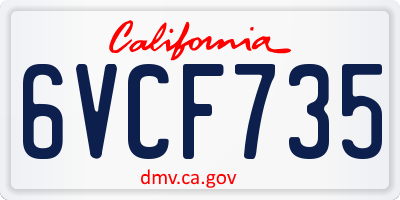 CA license plate 6VCF735