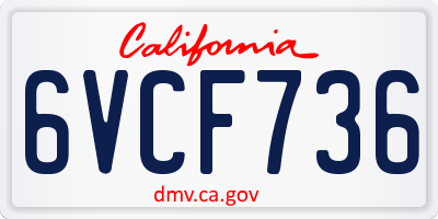 CA license plate 6VCF736