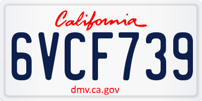 CA license plate 6VCF739