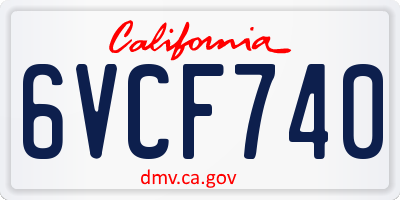 CA license plate 6VCF740
