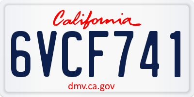 CA license plate 6VCF741