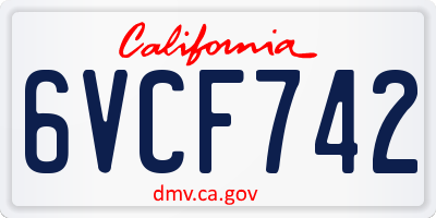 CA license plate 6VCF742