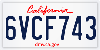 CA license plate 6VCF743