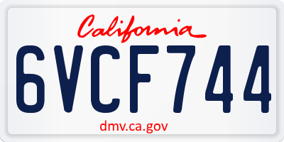 CA license plate 6VCF744