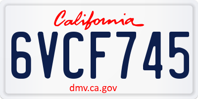 CA license plate 6VCF745