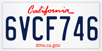 CA license plate 6VCF746