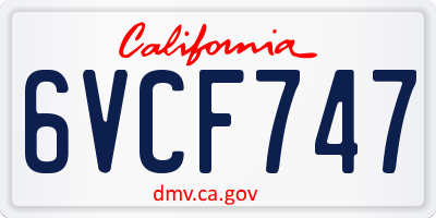 CA license plate 6VCF747