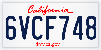 CA license plate 6VCF748
