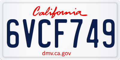 CA license plate 6VCF749