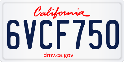 CA license plate 6VCF750