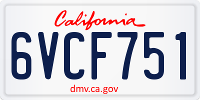 CA license plate 6VCF751