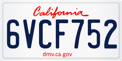 CA license plate 6VCF752