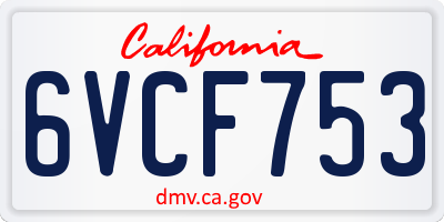CA license plate 6VCF753