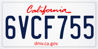CA license plate 6VCF755