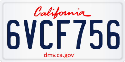 CA license plate 6VCF756
