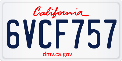 CA license plate 6VCF757