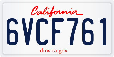 CA license plate 6VCF761