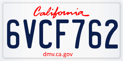 CA license plate 6VCF762