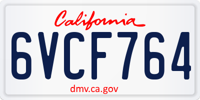 CA license plate 6VCF764