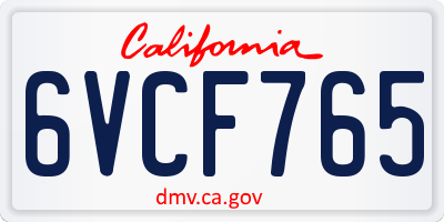 CA license plate 6VCF765