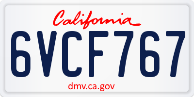 CA license plate 6VCF767