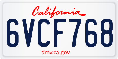 CA license plate 6VCF768