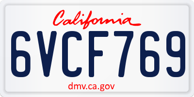 CA license plate 6VCF769