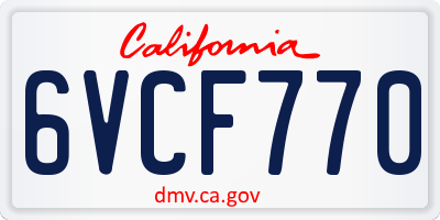 CA license plate 6VCF770