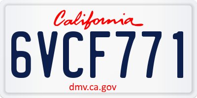 CA license plate 6VCF771