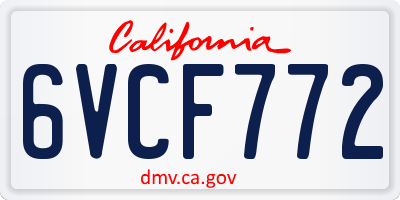 CA license plate 6VCF772