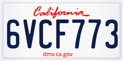 CA license plate 6VCF773