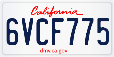CA license plate 6VCF775