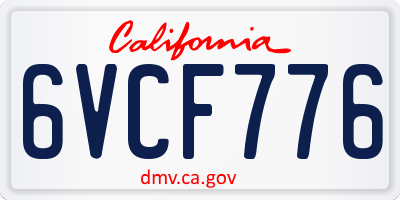 CA license plate 6VCF776