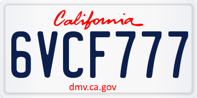 CA license plate 6VCF777