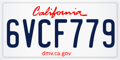CA license plate 6VCF779