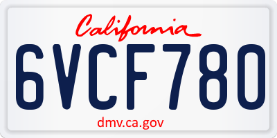 CA license plate 6VCF780