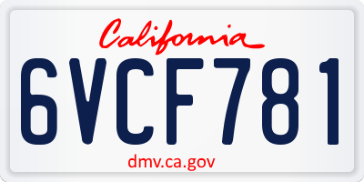 CA license plate 6VCF781