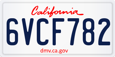 CA license plate 6VCF782