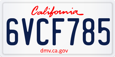 CA license plate 6VCF785