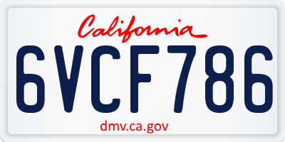 CA license plate 6VCF786