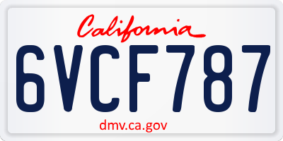 CA license plate 6VCF787