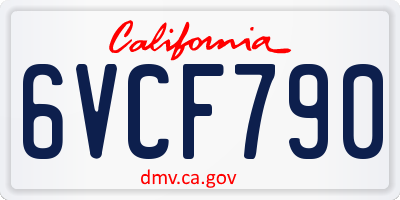 CA license plate 6VCF790