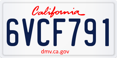 CA license plate 6VCF791